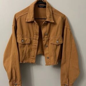Fall Jean Jacket Cropped Size Small Distressed Denim Club Collection Color Topaz